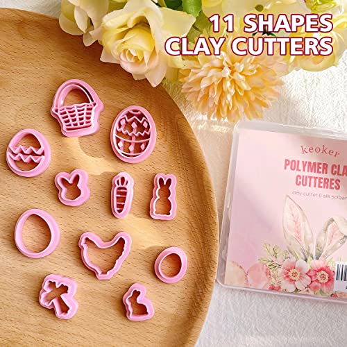 Keoker Polymer Clay Cutters, Easter Polymer Clay Cutters for Earrings Making, 11 Shapes Easter Day Clay Cutters, Small Easter Clay Cutters for Polymer Clay Jewelry