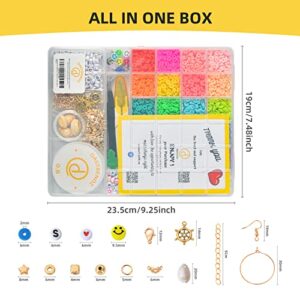 DASTRENDZ 6000+ Polymer Clay Beads Bracelet Making Kit Flat Round Clay Beads Heishe Beads for Jewelry Bracelets Necklace Making Kit Adult Kidz, Fun Craft Kit, Teen Girl Gifts Jewelry Making Kit