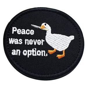 duck bite knife series embroidered patch cute duck peace was never an option badge tactical armband for clothes backpack applique accessory (black)