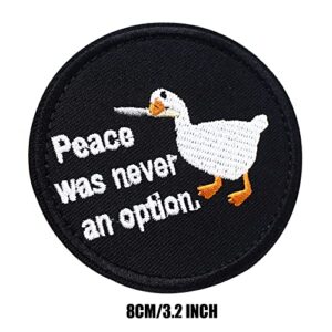 Duck Bite Knife Series Embroidered Patch Cute Duck Peace was Never an Option Badge Tactical Armband for Clothes Backpack Applique Accessory (Black)