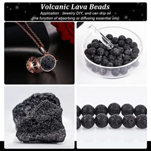 PH PandaHall 470pcs 8mm Lava Beads Natural Undyed Black Bead Black Lava Beads Round Lava Stone Beads Chakra Bead Black Stone Beads Loose Beads Energy Beads Lava Beads for Jewelry Making Bulk