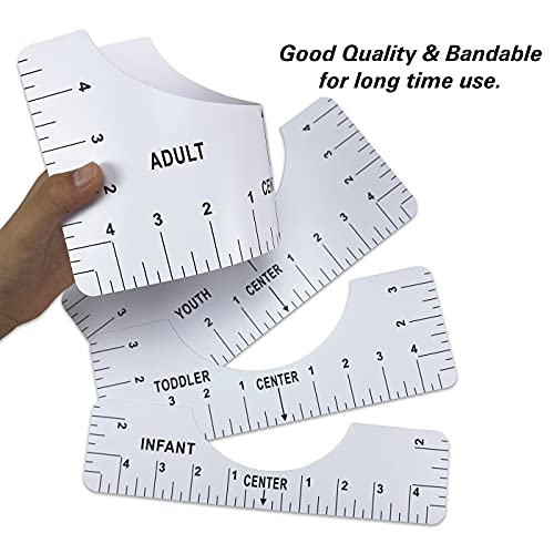 T-Shirt Alignment Ruler Heat Resistant Tape 10mm X 33m 108ft, PTFE Teflon Transfer Sheet 16 x 20" - 4 Rulers, 2 Rolls Heat Resistant Tape, 3 Packs PTFE Teflon Sheet and 1 Tape Measure Included