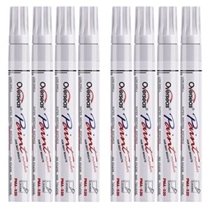 paint pens paint markers – white permanent markers 8 pack, oil based waterproof quick dry medium tip marker pen for metal, wood, fabric, plastic, rock, stone, mugs, canvas, glass, art craft