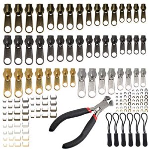 zipper repair kit with replacement zippers [197pcs] zipper fix kit & replacement zipper slider set with pliers – ideal for fixing luggage, coats, jean, jackets, tents – zipper repair on the go