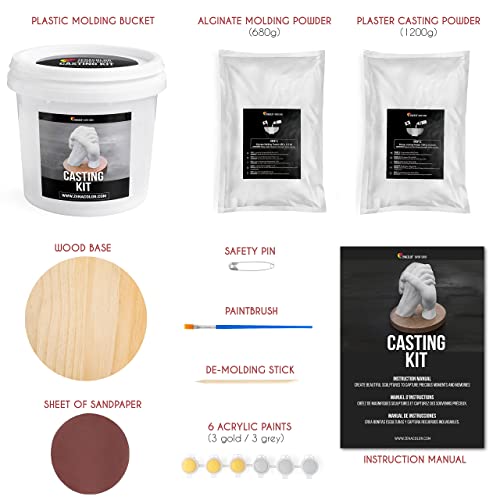 Complete Hand Casting Kit for Couples | DIY Kits for Adults | Gifts for Her | Casting Kit with Alginate Molding Powder | Wedding Gift | Hand Mold Kit Couples | Zenacolor