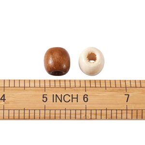 Craftdady 200Pcs Large Hole Barrel Wood European Loose Beads 4 Colors Natural Wooden Dreadlock Hair Braid Beads 16x16-17mm for Macrame Rosary Bracelet Jewelry Craft Making Hole: 8mm