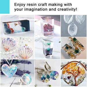 Epoxy Resin Clear Crystal Coating Kit 17.6oz - 2 Part Casting Resin for Art, Craft, Jewelry Making, River Tables, Bonus Gloves, Measuring Cup, Wooden Sticks, Gold Foil Flakes and Tweezers