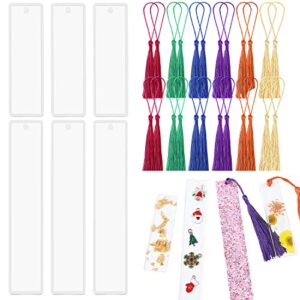 6 pack diy bookmark resin mold rectangle bookmark silicone molds with 24 pieces colorful tassels for jewelry diy craft (6)