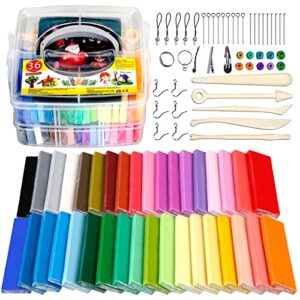 ciaraq polymer clay starter kit-36 colors, modeling clay for kids&beginners, oven baked model clay, safe & non-toxic, non-sticky, with sculpting tools, ideal gift for children&artists