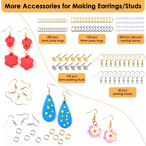 Polymer Clay Cutters for Earrings Making, 705 PCS Clay Cutters Set with 49 Shapes Stainless Steel Clay Cutter Tools, 640 PCS Jewelry Accessories, 16 Circle Shape Earring Cutters for Polymer Clay