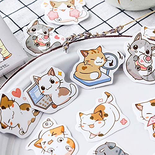 Small Size Scrapbook Stickers, 45pcs Doraking Boxed DIY Decoration Super Cute Cats Stickers for Laptop Planners Scrapbook Suitcase Diary Notebooks Album(Sweet Cats, 45pcs/ Box)