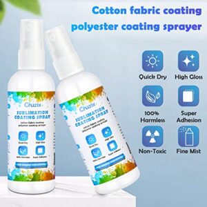 Sublimation Coating Spray for Cotton Shirts, 2 x 100 ML Sublimation Spray Glue for Fabric Polyester Carton Blanks Tote Bag, Super Print Adhesion & Quick Dry Waterproof High Gloss Finish