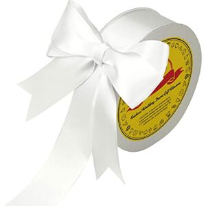 LEEQE Double Face White Satin Ribbon 1-1/2 inch X 50 Yards Polyester White Ribbon for Gift Wrapping Very Suitable for Weddings Party Hair Bow Invitation Decorations and More