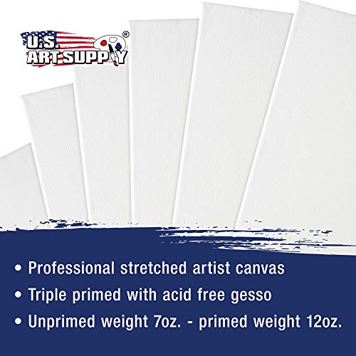 U.S. Art Supply Professional Quality Stretched Canvas, Pack of 5 Rectangular Sizes, 1 Each 5x7, 8x10, 11x14, 14x18, 18x24 Inches - 12-Ounce Primed, 3/4", 100% Cotton - Painting, Acrylic Pouring, Oil