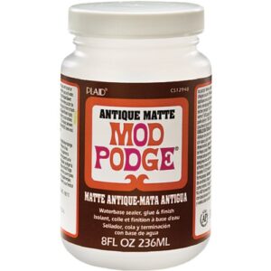 mod podge antique matte waterbase sealer, glue and finish (8-ounce), cs12948, 1 pack