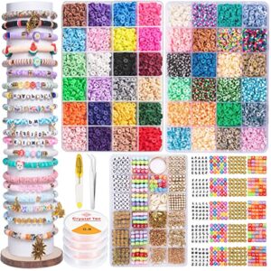 bozuan “become a fashionista 3 boxes polymer clay beads for bracelet making kit, 13994pcs 48 colors heishi beads kit for teen girls crafts for girls ages 8-12, with 994pcs pendanst