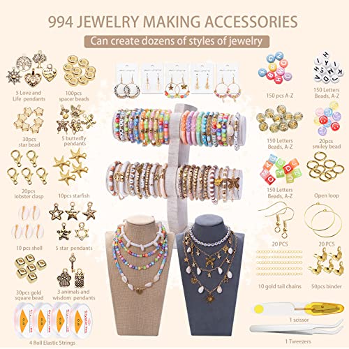 BOZUAN "Become A Fashionista 3 Boxes Polymer Clay Beads for Bracelet Making Kit, 13994PCS 48 Colors Heishi Beads Kit for Teen Girls Crafts for Girls Ages 8-12, with 994PCS Pendanst