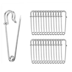 reachtop pack of 30 large safety pins, 2.76″ heavy duty blanket pins bulk steel spring lock pins fasteners for blankets crafts skirts kilts brooch making