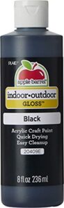 apple barrel gloss acrylic paint in assorted colors (8 oz), 20409 gloss black