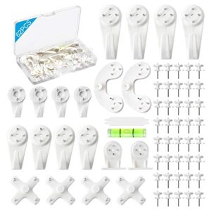 picture hanging kit, 62pcs hardwall hangers for cinder block, picture hanger, invisible nail hangers, no damage wall hangers for photo frame art painting non-trace drywall stucco concrete hooks