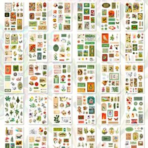 FAYWARE Washi Vintage Stickers for Scrapbooking - Ephemera Sticker Book for Journaling with 453 Botanical Stickers and 20 Scrapbook Papers. Ephemera for Junk Journals, Journaling Supplies for Adults