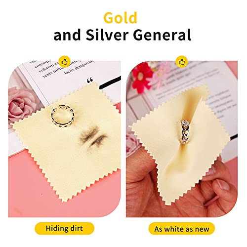 CATIFLIN 100pcs Premium Jewelry Cleaning Cloth, Silver Polishing Cloth Individually Wrapped, for Sterling Silver, Gold, Brass, Silverware, Coin, Ring, Watch and More (Yellow, 3.15" x 3.15")