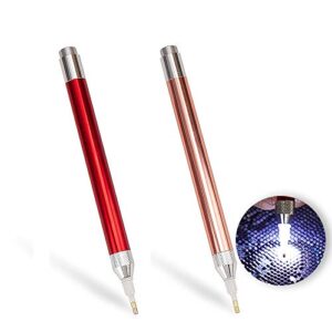 led diy diamond painting illumination pen with light,2pack art lighted pen applicator accessories,drill bead pen for adult and kids,5d gem jewel wax picker tool embroidery supplies
