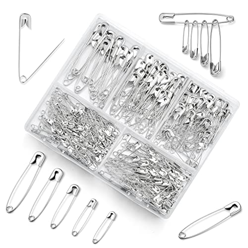 Crafare 280 Pack 1-2.2 inch Safety Pins Rust-Resistant Nickel Plated Steel Sharp Edge for Clothes, Sewing, Arts & Craft