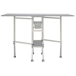 Studio Designs Sew Ready Mobile Height Adjustable Hobby and Craft Cutting Table with Drawers in Silver/White (13374)