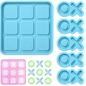 Tic Tac Toe Resin Mold with 4 Chess Pieces Molds,DECYOOL X O Board Game Silicone Molds for Resin Casting,DIY Tabletop Board Game