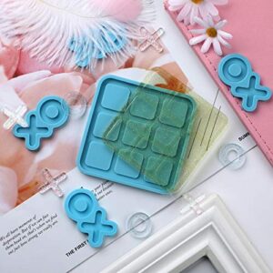 Tic Tac Toe Resin Mold with 4 Chess Pieces Molds,DECYOOL X O Board Game Silicone Molds for Resin Casting,DIY Tabletop Board Game