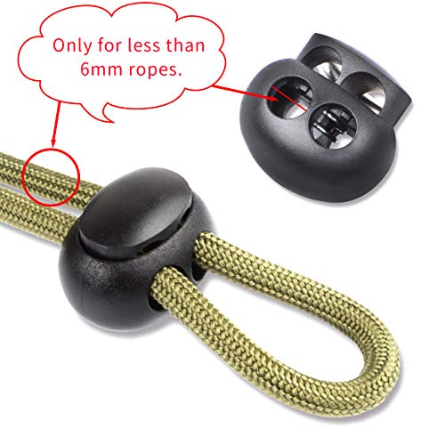 DYZD Plastic Cord Lock End Toggle Double Hole Spring Stopper Fastener Slider Toggles End (Black,10 PCS)