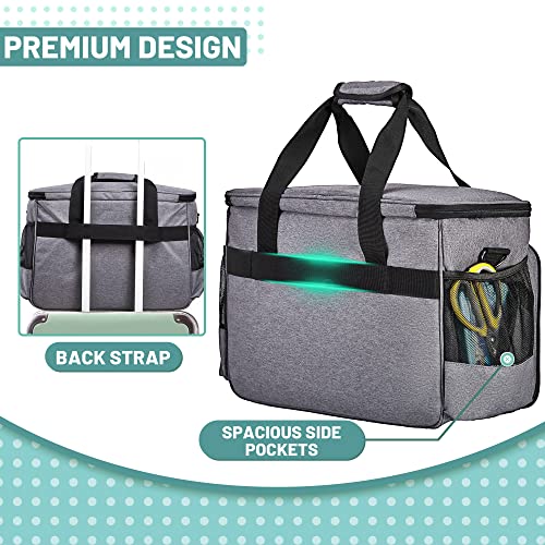 Golkcurx Sewing Machine Case with Removable Padding Pad, Tote Bag for Sewing Machine with Shoulder Strap for Most Standard Singer, Brother, Janome, Grey