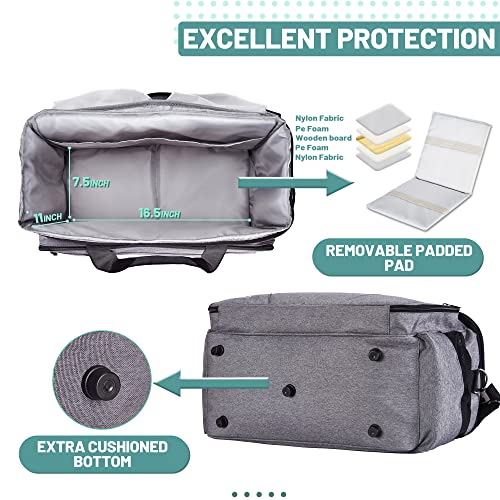 Golkcurx Sewing Machine Case with Removable Padding Pad, Tote Bag for Sewing Machine with Shoulder Strap for Most Standard Singer, Brother, Janome, Grey