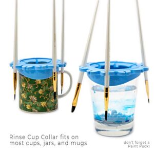 Paint Brush Cleaner Rinse Cup (All-in-One) Fine Art, Studio, Classroom | Brushes Holder & Silicone Cleaning System for Acrylic, Watercolor, and Water-Based Mediums (Mug, Blue)
