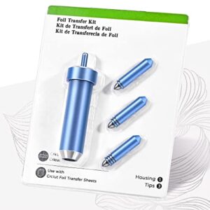 foil transfer kit for cricut explore air 2/explore air 3, 3 in 1 foil transfer tool housing and blades for cricut maker/maker 3, including fine, medium and bold blades and housing