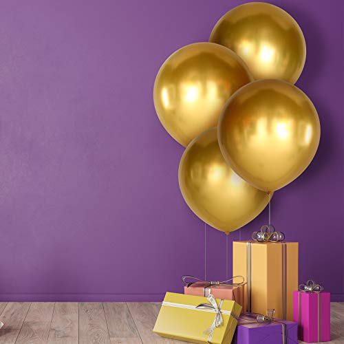 SKYLETY 10 Pieces 18 Inch Metallic Balloons Shiny Latex Balloons for Birthday Wedding Party Decoration (Gold)