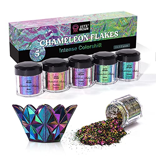 LET'S RESIN Chameleon Flakes, Resin Supplies -Intense Colorshift Pigment Powder for Resin Molds/Tumblers, Chrome Powder Pigment for Christmas Nail Art/Paint/Soap Making