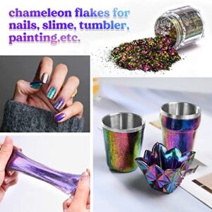 LET'S RESIN Chameleon Flakes, Resin Supplies -Intense Colorshift Pigment Powder for Resin Molds/Tumblers, Chrome Powder Pigment for Christmas Nail Art/Paint/Soap Making