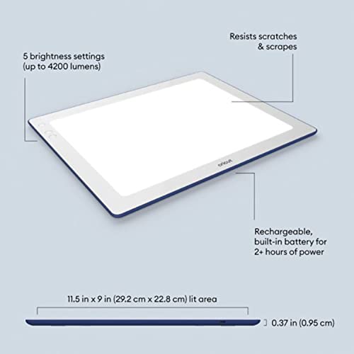 Cricut BrightPad Go (29.2 cm x 22.8 cm), Flexible LED Light, Five Brightness Settings Up to 4200 Lumens, Cordless and Portable Drawing Light Pad for Tracing, Weeding Vinyl, Sketching, Diamond Painting