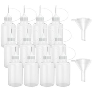 12 pcs 1 ounce needle tip glue bottle 30ml plastic dropper bottles for small gluing projects, paper quilling diy craft, acrylic painting, white lid