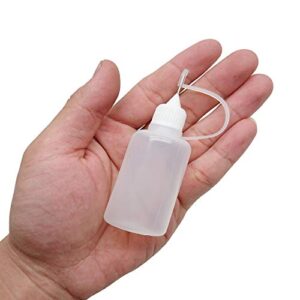 12 Pcs 1 Ounce Needle Tip Glue Bottle 30ml Plastic Dropper Bottles for Small Gluing Projects, Paper Quilling DIY Craft, Acrylic Painting, White Lid