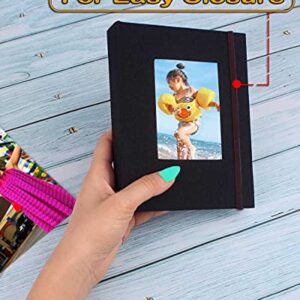 Small Photo Album 4x6 – Clear Pages, Linen Cover with Front Window, Pack of 2, Each Small Album Holds 52 Photos, Small Brag Book Photo Album for 4x6 Pictures, Black Fabric