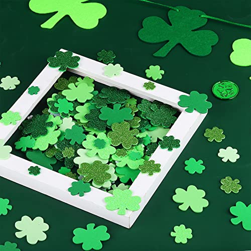 Fovths 400 Pieces St. Patrick's Day Foam Stickers, Glitter Irish Clover Stickers Self Adhesive Shamrock Craft Decorative Stickers for St. Patrick's Day Party St. Patrick's Day DIY Crafts Decorations