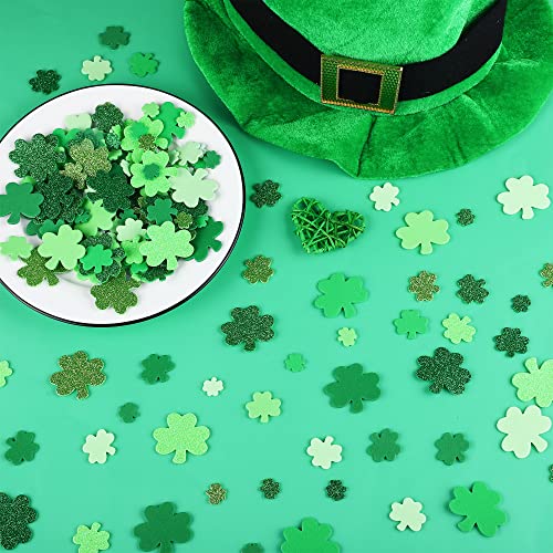 Fovths 400 Pieces St. Patrick's Day Foam Stickers, Glitter Irish Clover Stickers Self Adhesive Shamrock Craft Decorative Stickers for St. Patrick's Day Party St. Patrick's Day DIY Crafts Decorations