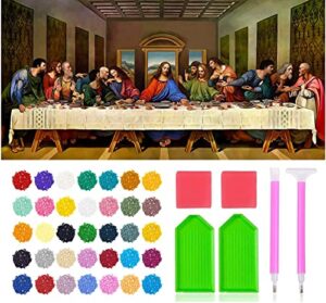 5d diy diamond painting kits for adults, large size full drill embroidery paintings rhinestone pasted diy painting cross stitch arts crafts for home wall decor gift, 15.8″x33.5″ (the last supper)