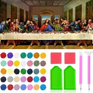 5D DIY Diamond Painting Kits for Adults, Large Size Full Drill Embroidery Paintings Rhinestone Pasted DIY Painting Cross Stitch Arts Crafts for Home Wall Decor Gift, 15.8"x33.5" (The Last Supper)