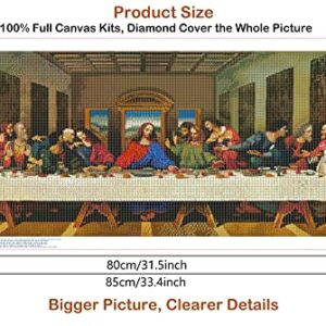 5D DIY Diamond Painting Kits for Adults, Large Size Full Drill Embroidery Paintings Rhinestone Pasted DIY Painting Cross Stitch Arts Crafts for Home Wall Decor Gift, 15.8"x33.5" (The Last Supper)