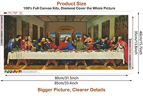 5D DIY Diamond Painting Kits for Adults, Large Size Full Drill Embroidery Paintings Rhinestone Pasted DIY Painting Cross Stitch Arts Crafts for Home Wall Decor Gift, 15.8"x33.5" (The Last Supper)