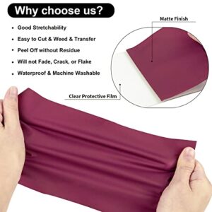 VINYL FROG Heat Transfer Vinyl Roll HTV Vinyl - 12"x5ft Maroon Iron on Vinyl for T-Shirts, Heat Press Vinyl for DIY Craft Designs (Maroon)